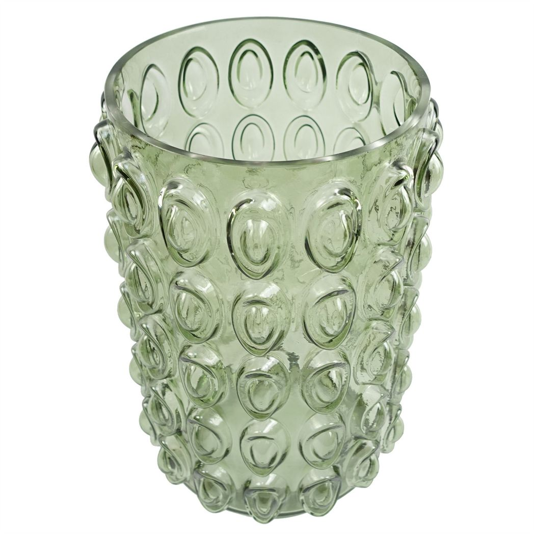 30cm Green Retro Bubble Glass Vase – Decorative Home Accent, Green
