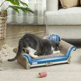 PawHut 2-in-1 Cat Scratcher and Lounge Bed with Catnip, Corrugated Cardboard – Blue