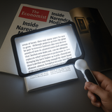 Avilo Handheld Magnifier with 48 LEDs – Warm and Cold Light, 3 Brightness Levels, 13.5 x 21cm