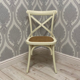AcaciaHome Oak Cross Back Café Chair with Rattan Seat – Hand-Finished Dining Seating, Cream