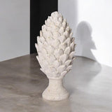 Durable Stone-Look Pine Cone Garden Ornament on Base – Weatherproof Cement and Resin Decor, Grey