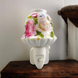 Plug-In LED Night Light with Pink Floral Ceramic Body and On/Off Switch – Decorative Lighting for Bedrooms and Hallways