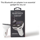 Aquarius Bluetooth Car Adapter and FM Transmitter with Hands-Free Calling – LED Display, USB Car Kit, White