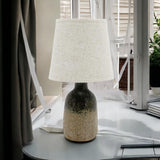 AcaciaHome Grey Two-Tone Ceramic Table Lamp with Drum Shade – 40cm Bedside & Desk Lighting