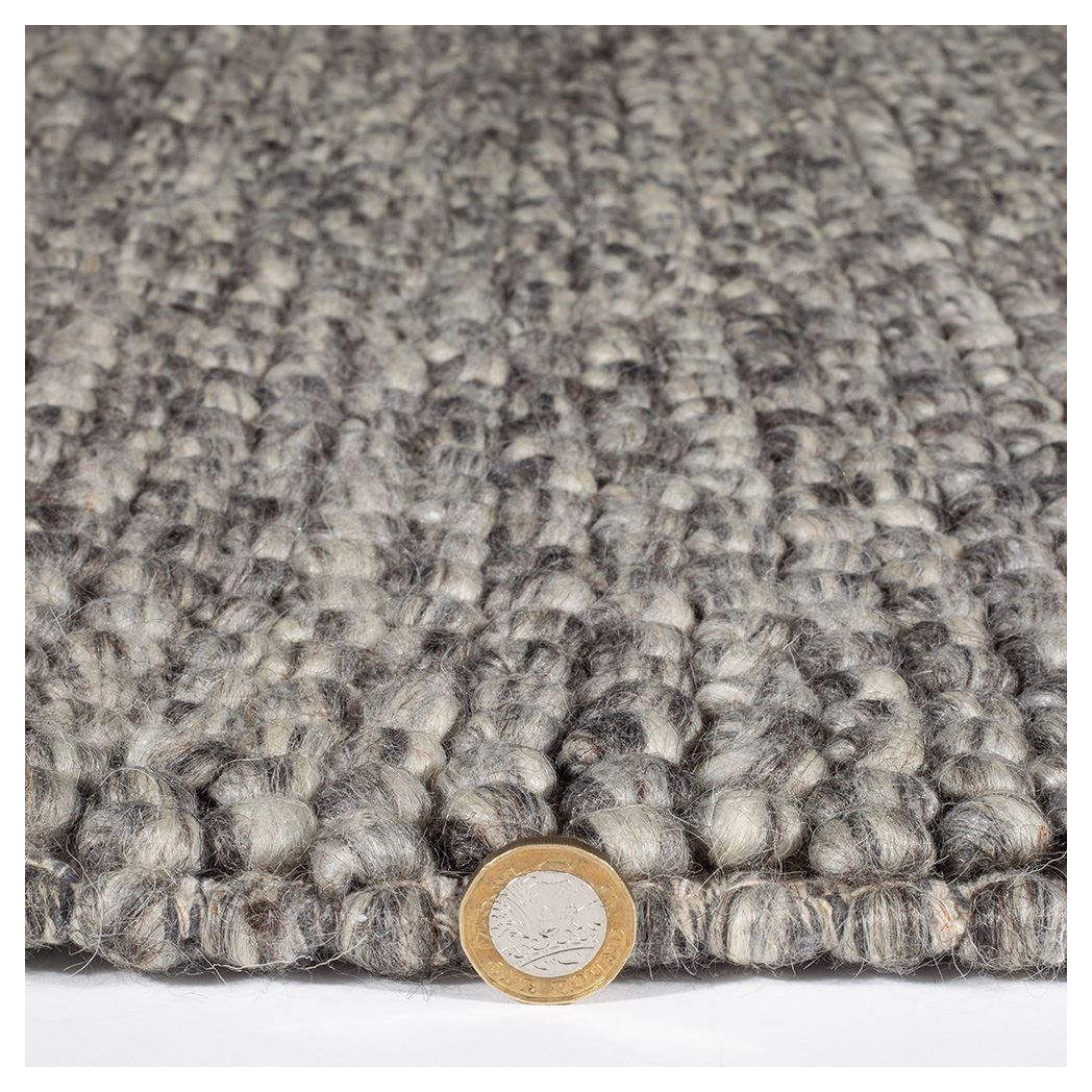 Esselle Home Delilah Wool Pebble Rug, 120 x 170cm – Soft Textured 100% Wool, Mottled Grey
