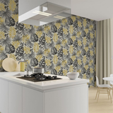 Arthouse Jungle Wall Vinyl Wallpaper with Palm Print & Gold Highlights – Paste the Paper, Black and Gold