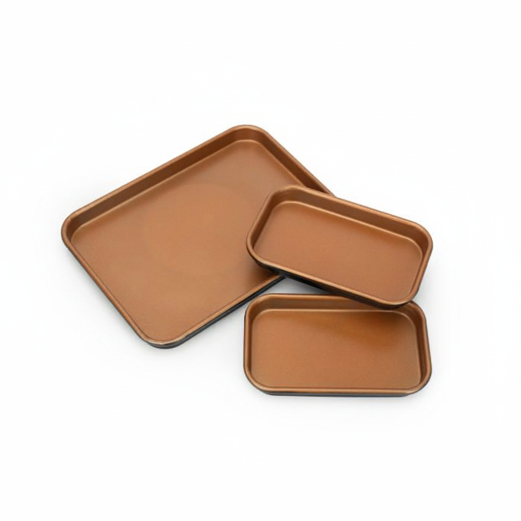 Avilo Ceratitanware Non-Stick Carbon Steel Oven Trays, Set of 3 – 2 Small and 1 Large