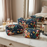 Avilo Set of 3 Floral Make-Up Bags with Zips – Cosmetics Storage and Travel Organisers in 3 Sizes