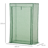 Mini Walk-in Greenhouse with Steel Frame, PE Cover & Zipped Roll-up Door – Tall Narrow Plant Shelter, Green
