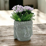 AcaciaHome 17cm Buddha Head Planter – Cement Garden Ornament for Indoor & Outdoor Use