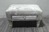 AcaciaHome Upholstered Ottoman Footstool with Storage Drawer – Solid Wood Frame, Padded Seat & Removable Legs