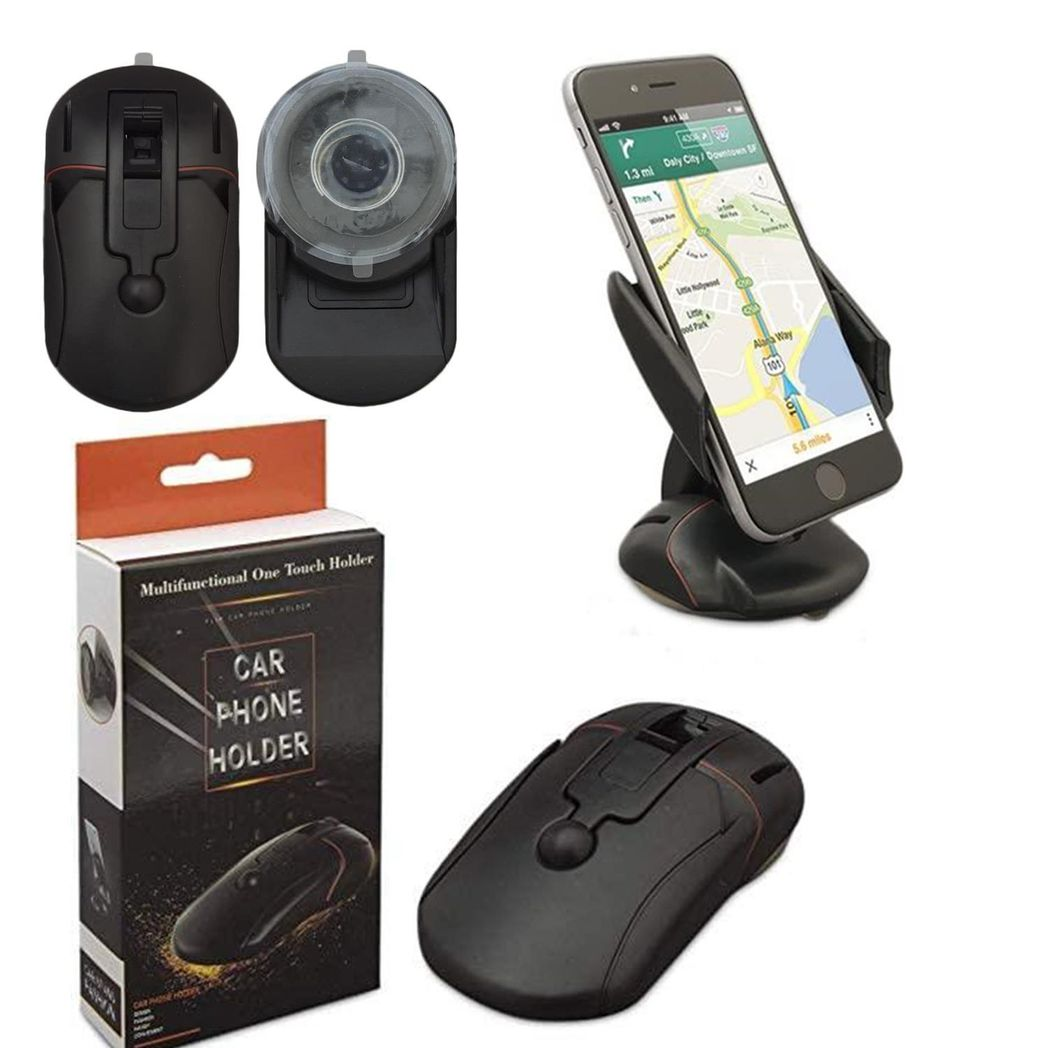 Aquarius Universal Beetle Car Phone Mount with Rotating Clamp – Dashboard & Windscreen Holder, Silicone Suction