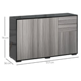 Gloss & Matte Side Cabinet with 2 Doors & 2 Drawers – Home Office Storage, Grey & Black