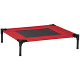 PawHut Raised Pet Bed for Medium Dogs with Metal Frame & Breathable Fabric – Indoor and Outdoor, Red and Black