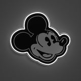 YELLOWPOP Disney Mickey Mouse Side Face LED Neon Wall Lamp – Dimmable USB Licensed Light, Black and Grey