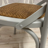 AcaciaHome Oak Cross Back Café Chair with Rattan Seat – Hand-Finished Dining Seating, Grey