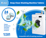 Avilo Deep Clean Washing Machine Tablets, Set of 24 – Tackle Grease, Limescale and Odours