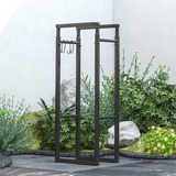 Outsunny Retractable Metal Firewood Log Holder Rack with Hooks, 100–150cm Adjustable – Black