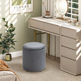 HOMCOM Fabric Storage Ottoman Set of 2 with Removable Lids – Nesting Footstools, Corduroy, Light Grey