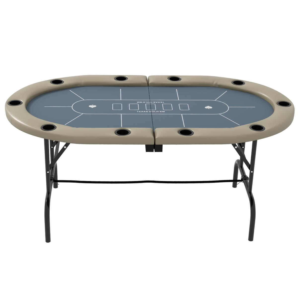 SPORTNOW 10 Player Folding Poker Table with Cup Holders, Cushioned Edge & Steel Base – 178cm Card Table