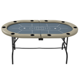 SPORTNOW 10 Player Folding Poker Table with Cup Holders, Cushioned Edge & Steel Base – 178cm Card Table