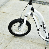 Kids Scooter with 12 Inch Inflatable Football-Design Wheels & Adjustable Handlebar – Steel Frame, Ages 5+, White