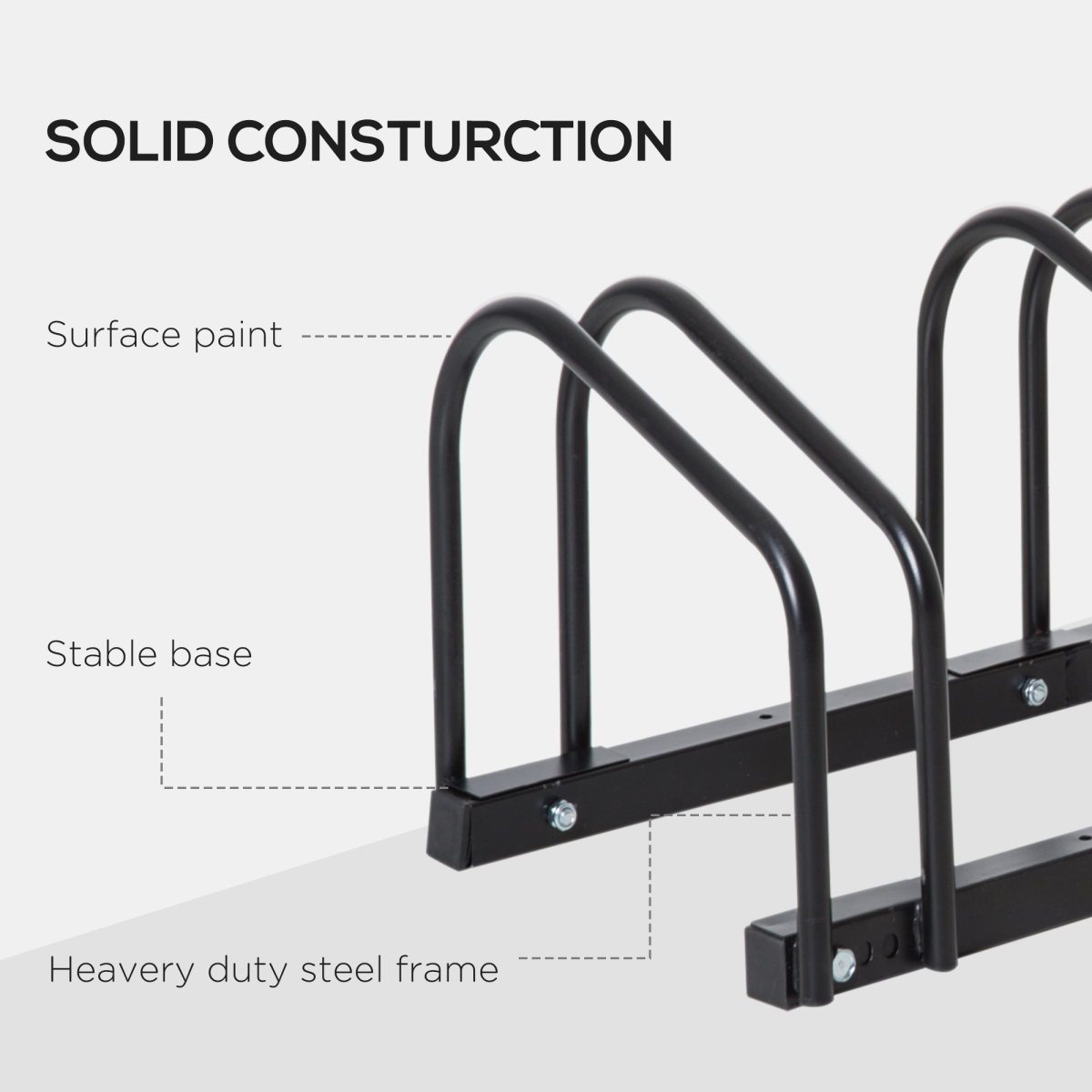 HOMCOM 6 Bike Parking Rack, Galvanised Steel Floor or Wall Mount Stand – Detachable Bicycle Storage, Black