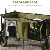 Outsunny Folding Garden Trolley with Fabric Bag & Top Cover, 100kg Load – Collapsible Steel Camping Cart
