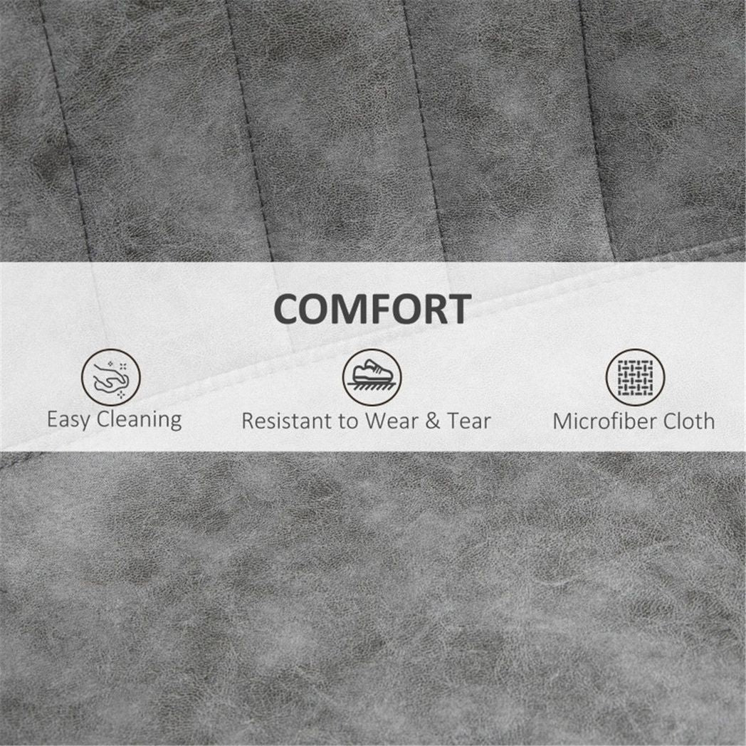 Set of 2 Bar Stools with High Back Tub Seats, Footrest & Round Base – Microfibre Kitchen Stools, Grey