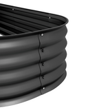 Outsunny Galvanised Steel Raised Garden Bed with Safety Edging – Round, Oval or Oblong Planter, Dark Grey