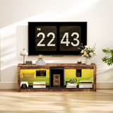 HOMCOM TV Stand with LED Lights & Remote Control – Entertainment Centre for TVs up to 65 Inch, Rustic Brown