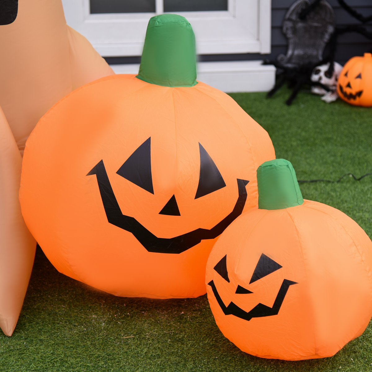 HOMCOM 240cm Inflatable Halloween Tree with Ghost, 3 Pumpkins and Owl – 4 LED Lights, Indoor/Outdoor Decor