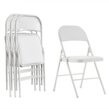 4pcs Foldable Steel & PVC Chairs with Padded Seat – Convention, Exhibition & Event Seating, White