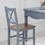 HOMCOM Pine Wood Cross Back Dining Chairs, Set of 2 – Farmhouse Style Kitchen Seating, Grey