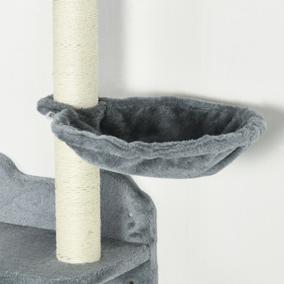 PawHut Wall-Mounted Cat Shelf with Scratching Posts & Hammock – Indoor Cat Tree Climbing Furniture, Grey