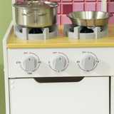 AIYAPLAY Kids Play Kitchen with Light & Sound Stove, Oven, Sink & Storage – Role Play Cooking Set, White