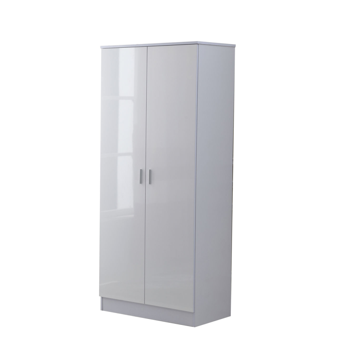 HOMCOM 3 Piece High Gloss Bedroom Furniture Set with Wardrobe, 5 Drawer Chest & Bedside Table – Tall, White