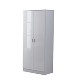HOMCOM 3 Piece High Gloss Bedroom Furniture Set with Wardrobe, 5 Drawer Chest & Bedside Table – Tall, White