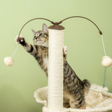 PawHut Cat Tree for Indoor Cats with Sisal Scratching Posts, Hammock & Toy Ball – Beige, 90cm