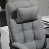 Reclining Office Chair with Footrest & Removable Pillow, 155° Recline – Home Office Chair, Light Grey