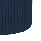 HOMCOM Round Pouffe with Fluted Design, Gold Tone Accents & Hidden Storage – Footstool, Dark Blue