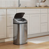 HOMCOM 48L Stainless Steel Sensor Bin with Infrared Lid & Automatic Close – Touch-Free Kitchen Bin, Silver