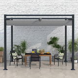 Outsunny 3x3m Aluminium Pergola with Retractable Roof – Rust-Resistant Garden Sun Shelter, Dark Grey