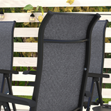 Outsunny 4-Pack Outdoor Rattan Folding Chairs with 7-Position Adjustable Backrest – Steel Frame Garden Seating, Grey/Black