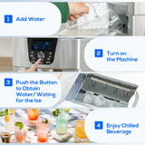 HOMCOM 2-in-1 Ice Maker & Water Dispenser, No Plumbing Required – Countertop Kitchen Appliance, Silver