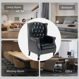 HOMCOM Chesterfield-Style Tufted Wingback Armchair with Padded Seat & Armrests – Classic Lounge Chair, Black