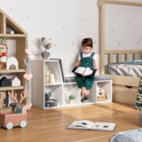2-Tier Modern Bookcase with Removable Cushions – Storage & Bench Seat for Offices and Kids' Rooms, White