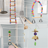 PawHut Rolling Bird Cage with Stand – Steel, Toys, Perches and Wheels, 79 x 49 x 133cm, White