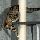 PawHut Floor-to-Ceiling Cat Tree, 240–270 cm Height Adjustable with Bed, Hammock and Sisal Posts, Black