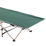 Outsunny Single Folding Camping Cot with Steel Frame, Side Pocket & Carry Bag – Portable Camp Bed, Green